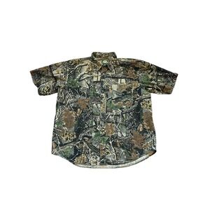 Cabela's Mens Camo Button Down Short Sleeve Shirt Outdoors‎ Hunting Casual